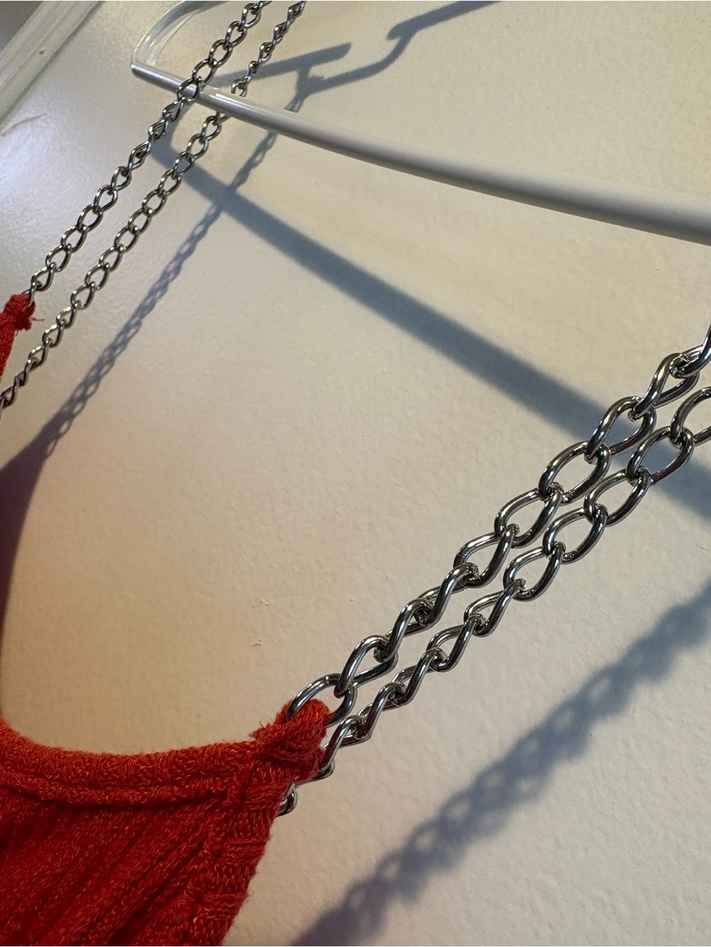 WinWin Red Ribbed Tank with Chain Straps - Picture 3 of 3